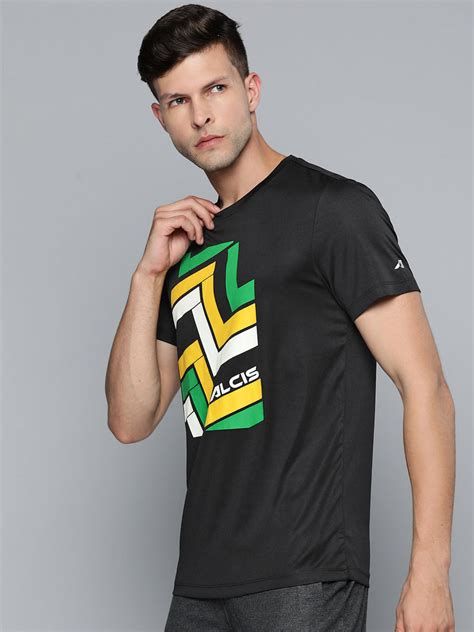 Alcis Men Black Chest Printed T-shirt AAMTEEDM00026901-S
