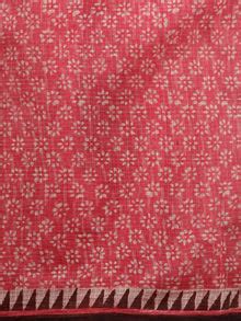 Pink Brown Ivory Hand Block Printed Kota Doria Saree in Natural Colors ...