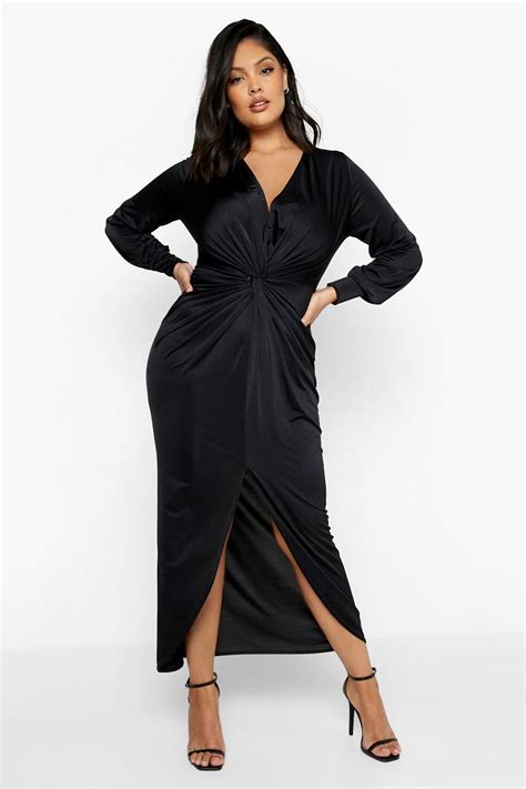 Plus Slinky Twist Front Maxi Dress | boohoo