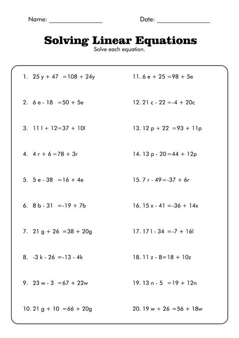 13 Hard Math Equations Worksheets | Solving linear equations, Linear ...