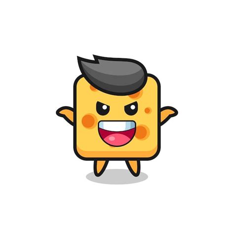 A ilustração de queijo fofo fazendo gesto de susto, design de estilo ...