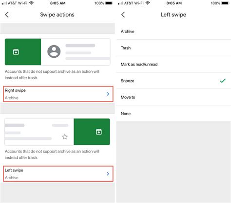 How to customize Gmail swipe actions on iPhone