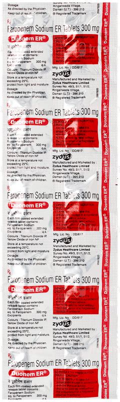 Duonem 300 Mg Tablet Er 10 - Uses, Side Effects, Dosage, Price | Truemeds