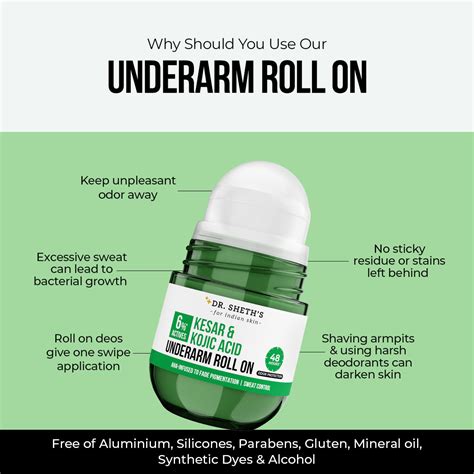 Kesar & Kojic Acid Underarm Roll On - 50ml – Dr Sheth's