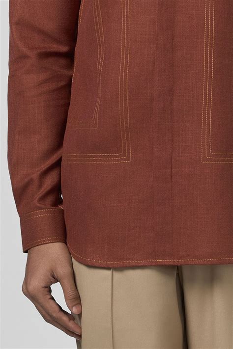 Rust Contrast Stitch Shirt – lineoutline