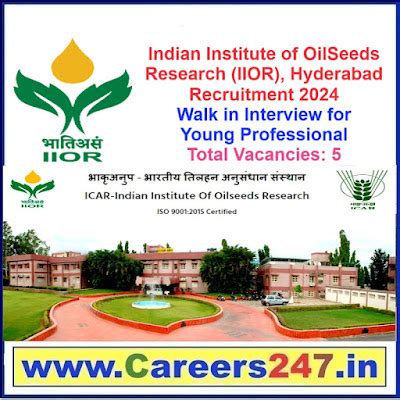 Indian Institute of OilSeeds Research (IIOR), Hyderabad Recruitment ...