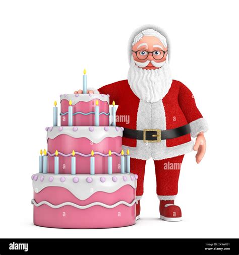 Cartoon Cheerful Santa Claus Granpa with Birthday Cartoon Dessert ...