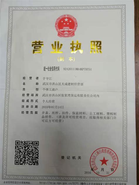 武汉市企业法人营业执照图片平面广告素材免费下载(图片编号:2461130)-六图网