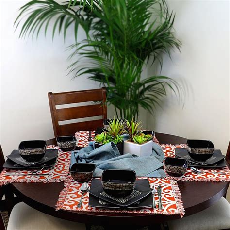 Elamas Naina 16 Piece Double Bowl Stoneware India | Ubuy