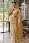 Buy Gold Silk Zari Bloom Woven Banarasi Saree With Unstitched Blouse ...