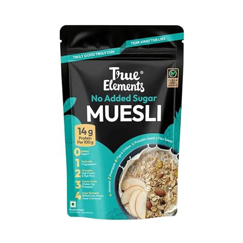 True Elements Muesli Sugar Free 1.2 kg - 100% Wholegrain Muesli | No ...