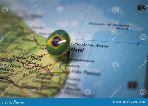 Natal Pinned on a Map with the Flag of Brazil Stock Image - Image of locate, pinned: 209513549