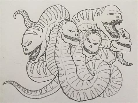 Three Headed Snake Drawing