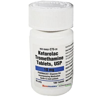 Ketorolac Tromethamine Tablets 10 mg by Biopharma 100 Count Bottle (RX ...