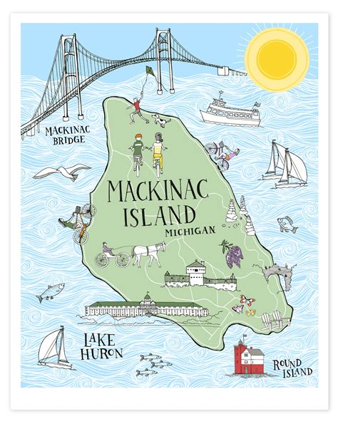 Mackinac Island Illustrated Map Print – Sloe Gin Fizz