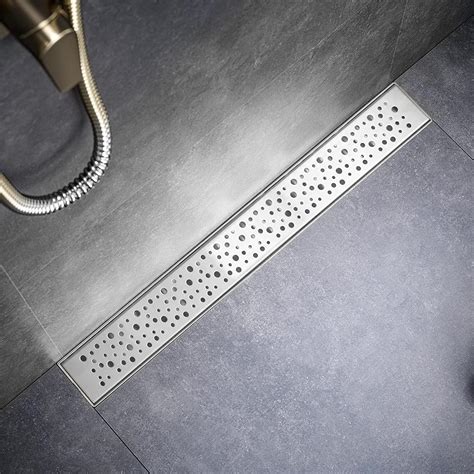 Sharp-tec 24 inch Linear Shower Drain, Brushed Rectangular Floor Drain ...