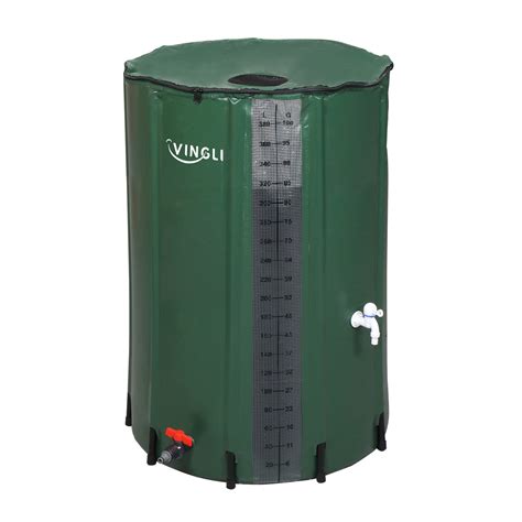 Vingli New 100 Gallon Collapsible Rain Barrel With Volume Scale ...