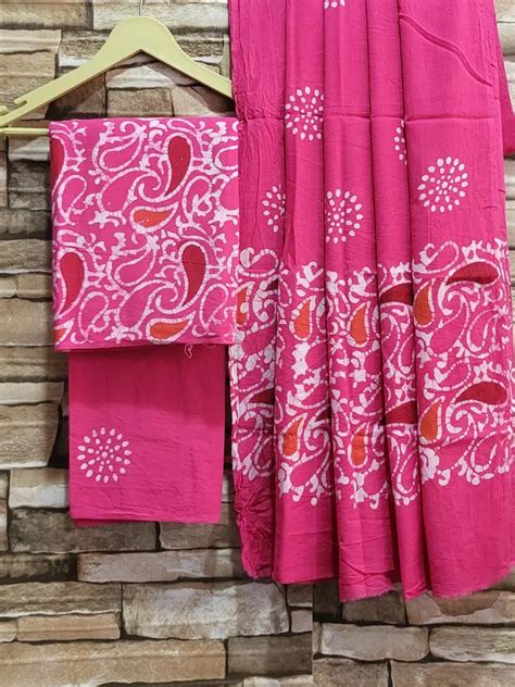 GOVIND HAND PRINTERS Batik Print Unstitched Cotton Suit Set Price in ...