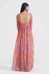 Buy Multi Color Organza, Net Sequins, Abstract Print Pleated Anarkali ...
