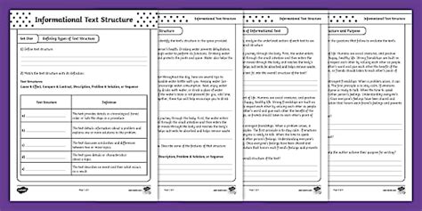 Sixth Grade Informational Text Structure Skill Quick Quizzes