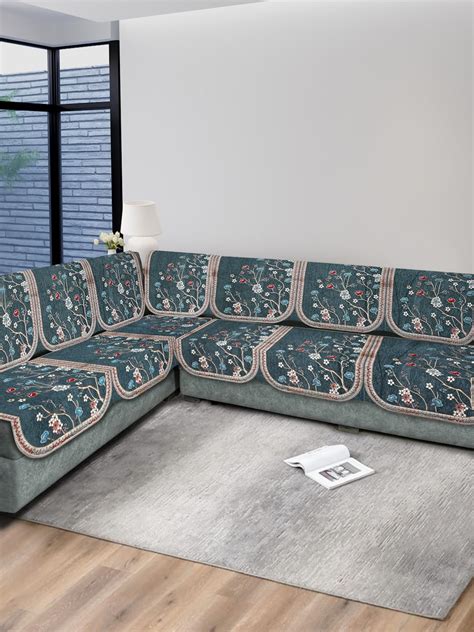MULTITEX L Shape Cotton Sofa Cover Set for Living Room - Printed Sofa ...