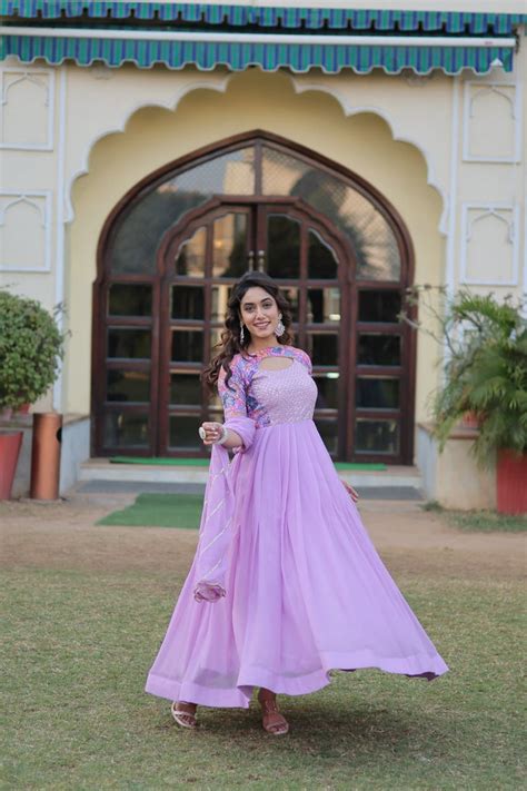 Lavender Color Elegance Premium Designer Readymade Gown with