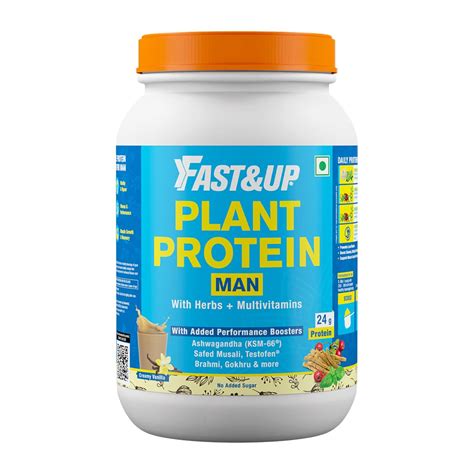 Fast&Up Plant Protein for Man – USA Sourced, Creamy Vanilla Falavour ...
