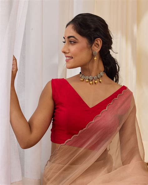 Shop Cherry Chic Red Silk Sleeveless Blouse for Women Online in India ...