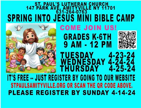 SPRING INTO JESUS MINI BIBLE CAMP, St. Paul's Lutheran Church ...