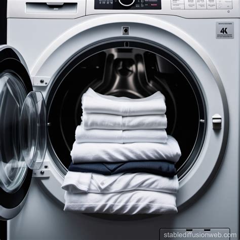 Folded White T-Shirts in Washing Machine | Stable Diffusion Online