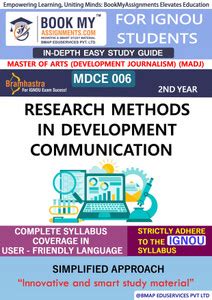 IGNOU MDCE 006 Research Methods in Development Communication Study ...