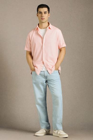 Buy Men Pink Textured Half Sleeves Casual Shirt Online - 39835289 ...