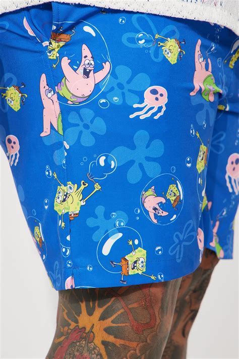 Spongebob Bubble Swim Trunks - Blue | Fashion Nova