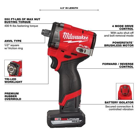 Milwaukee M12 FUEL Stubby 1/2in. Impact Wrench Kit, 12V, Model# 2563-22 | Northern Tool