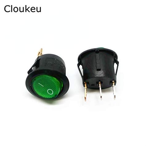 Buy Buyme 5Pcs 20Mm Rocker Switch Round Green with Lamp 220V Kcd1-105N ...