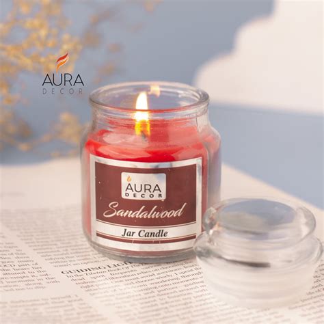 AuraDecor Sandalwood Fragrance Jar Candles ( Burning Time 30 hours Each )