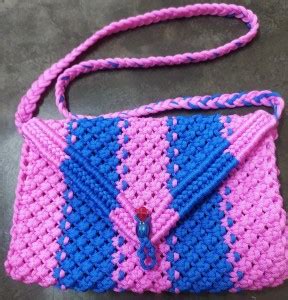 CHL ROAR Pink Sling Bag HAND MADE MACRAME SLING BAG IN PINK AND BLUE ...