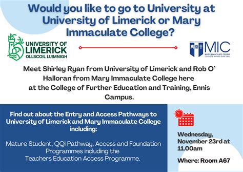 Entry and Access Pathways to University of Limerick and Mary Immaculate ...