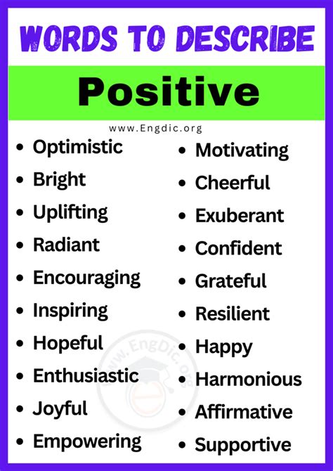 20+ Best Adjectives for Positive, Words to Describe Positive - EngDic