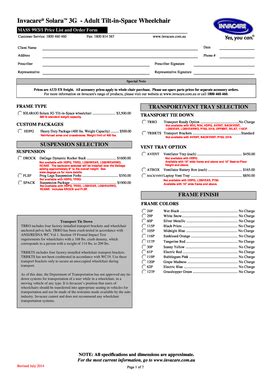 Invacare Solara Order Form - Fill and Sign Printable Template Online