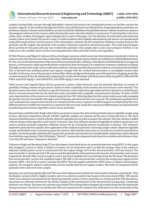 A Review on Pesticide Monitoring System for Fruits and Vegetables using ...