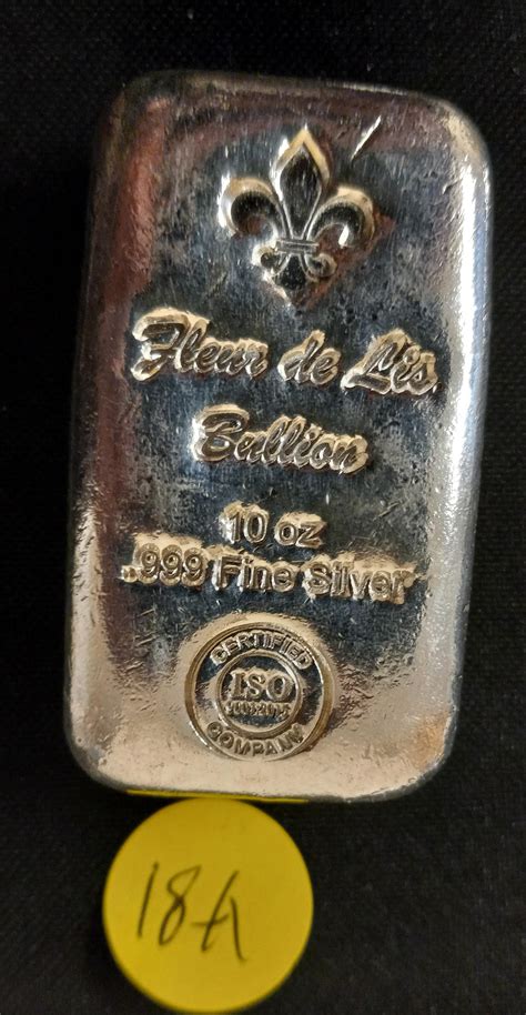 Lot - Fluer de Lis Bullion 10 OZ .999 Fine Silver Bar