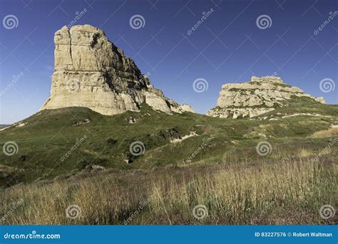 Courthouse and Jail Rock Nebraska Stock Photo - Image of escarpment ...