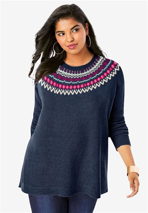Fair Isle Pullover Sweater | Roaman's