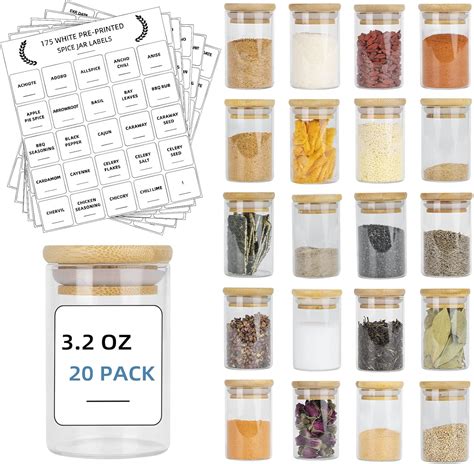 Amazon.com: 30 Pack Glass Spice Jars Set, 3.2oz (95ml) Mini Spice Jar ...