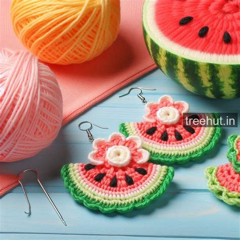 Beach theme Crochet Watermelon Earring Ideas, Summer Crochet Ideas