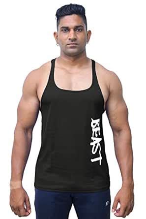 DECISIVE Men's Regular Fit Gym Vest (V-DRI-Cool-Beast-BL-S_Black_Small ...