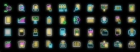 Hair colouring icons set vector neon | Premium Vector