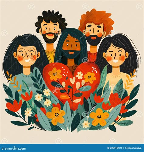 Compassion and Unity among Diverse Individuals. Stock Illustration ...