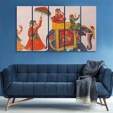 Traditional Indian Miniature Art Custom Wall Painting Set of Five ...